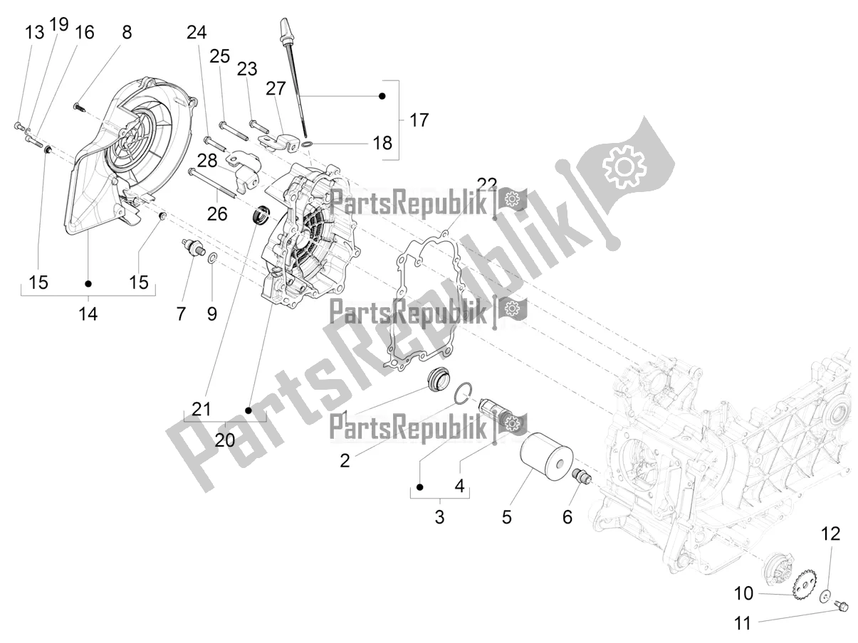 Todas las partes para Cubierta Del Volante Magneto - Filtro De Aceite de Vespa Primavera 125 4T 3V IE ABS E5 2022