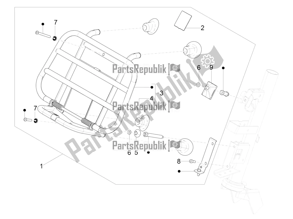 Todas as partes de Bagageiro Dianteiro do Vespa Primavera 125 4T 3V IE ABS E5 2022