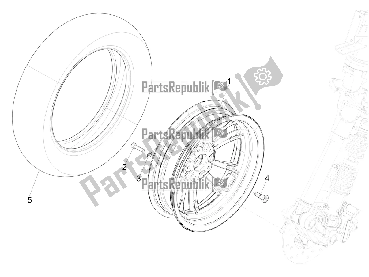 Todas las partes para Rueda Delantera de Vespa Primavera 125 4T 3V IE ABS E5 2022