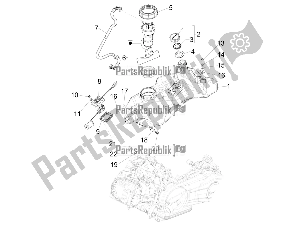 Toutes les pièces pour le Réservoir D'essence du Vespa Primavera 125 4T 3V IE ABS E5 2022