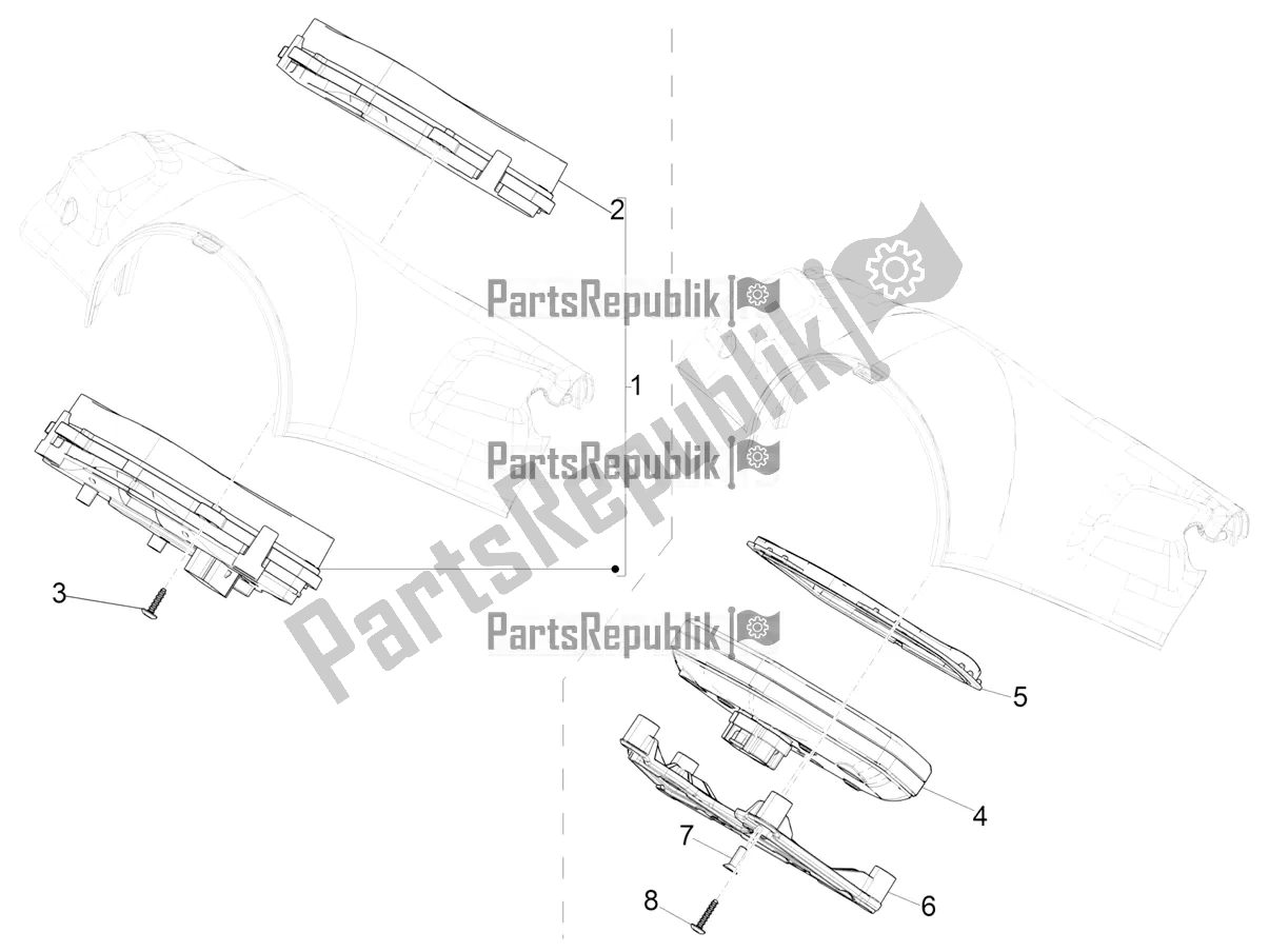 All parts for the Meter Combination - Cruscotto of the Vespa Primavera 125 4T 3V IE ABS E5 2022