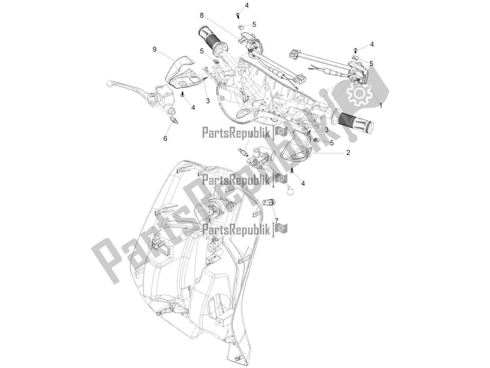 Todas as partes de Seletores - Interruptores - Botões do Vespa Primavera 125 4T 3V IE ABS E5 2022
