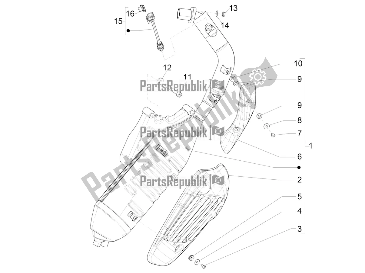 All parts for the Silencer of the Vespa Primavera 125 4T 3V IE ABS E5 2022