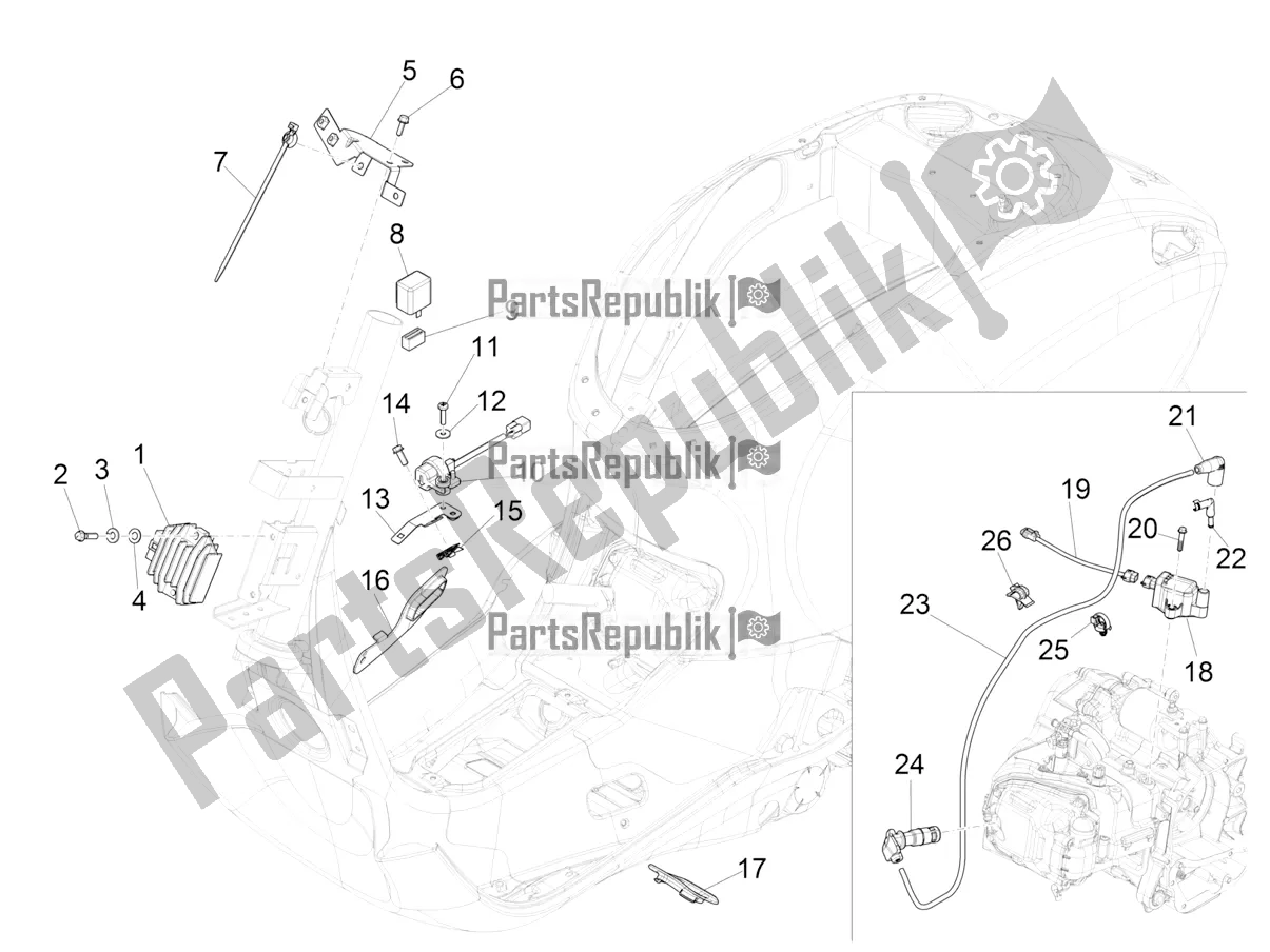 All parts for the Voltage Regulators - Electronic Control Units (ecu) - H. T. Coil of the Vespa Primavera 125 4T 3V IE ABS E5 2022