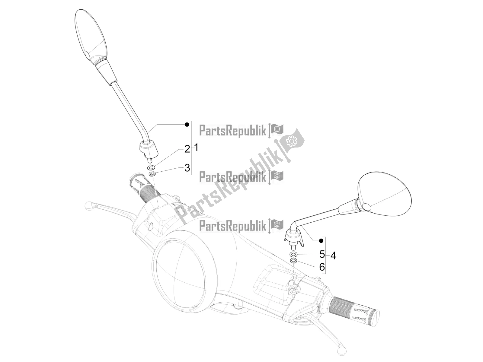 Toutes les pièces pour le Miroir (s) De Conduite du Vespa Primavera 125 4T 3V Iget Apac 2016