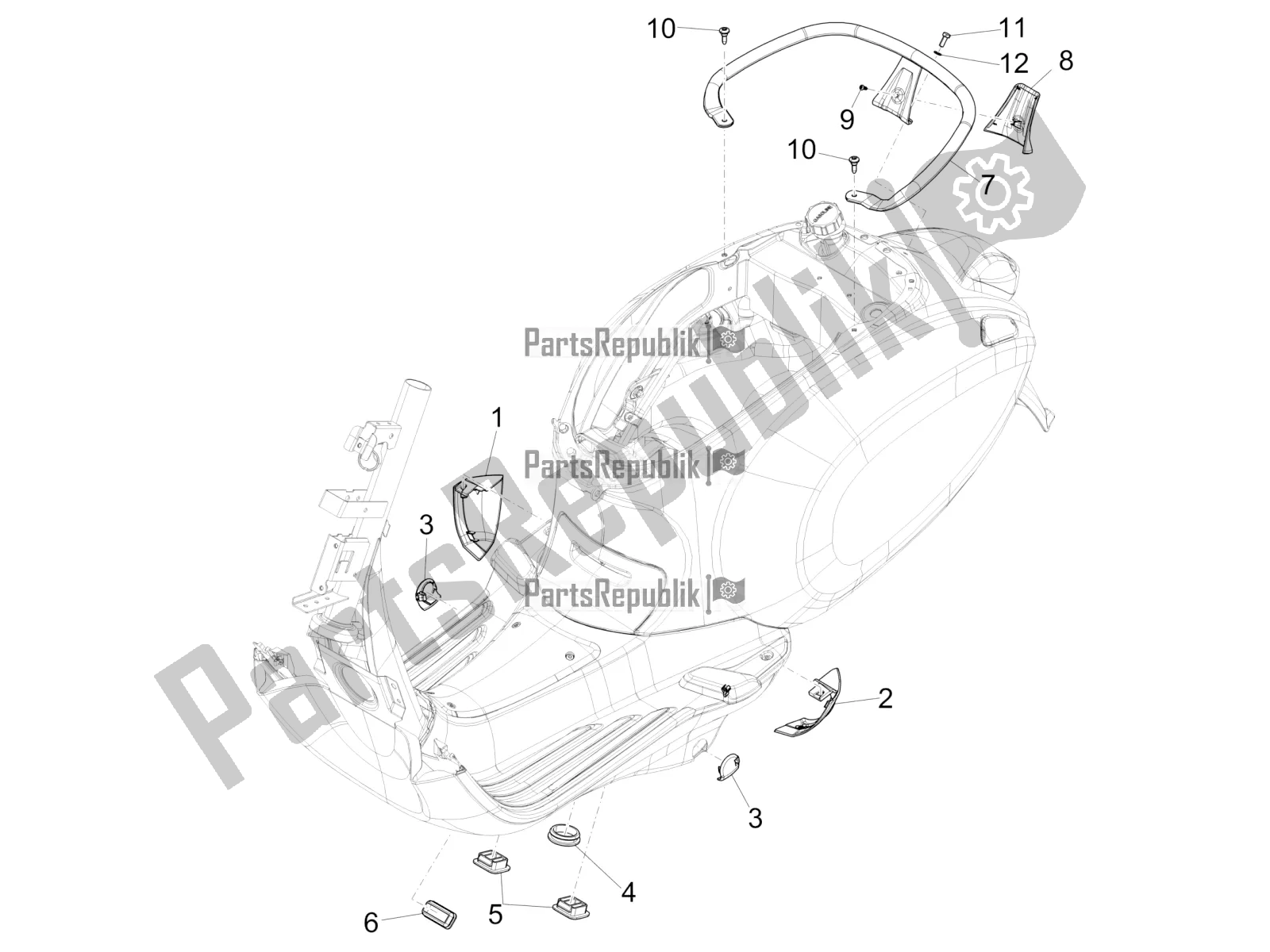 Toutes les pièces pour le Couvercle Latéral - Spoiler du Vespa Primavera 125 4T 3V Iget Apac 2016