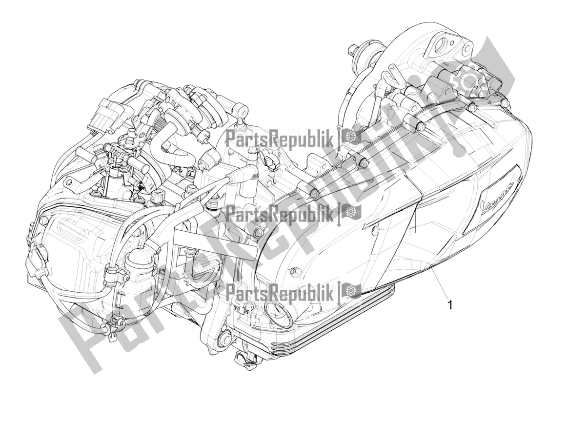 Alle onderdelen voor de Motor Assemblage van de Vespa Primavera 125 4T 3V Iget Apac 2017