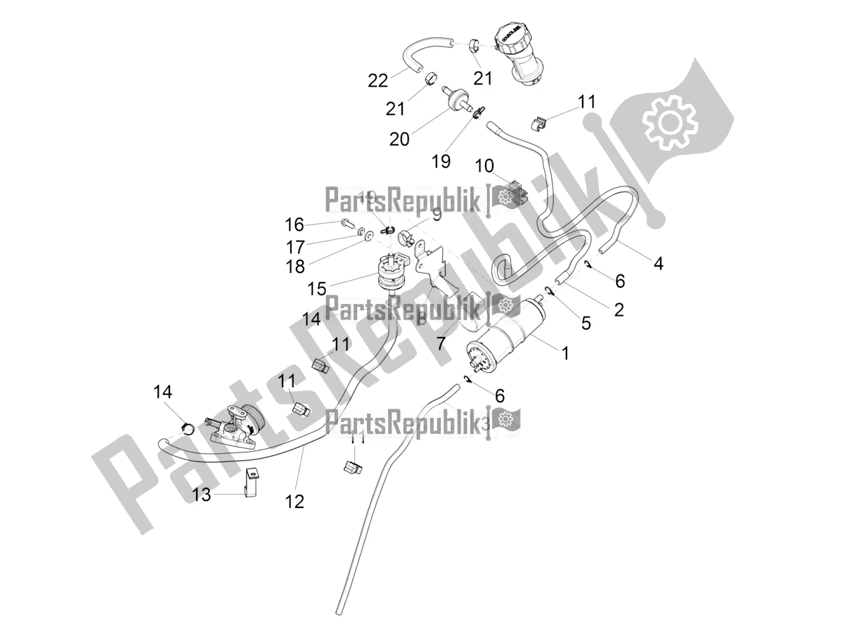 All parts for the Anti-percolation System of the Vespa Primavera 125 4T 3V Iget Apac 2018