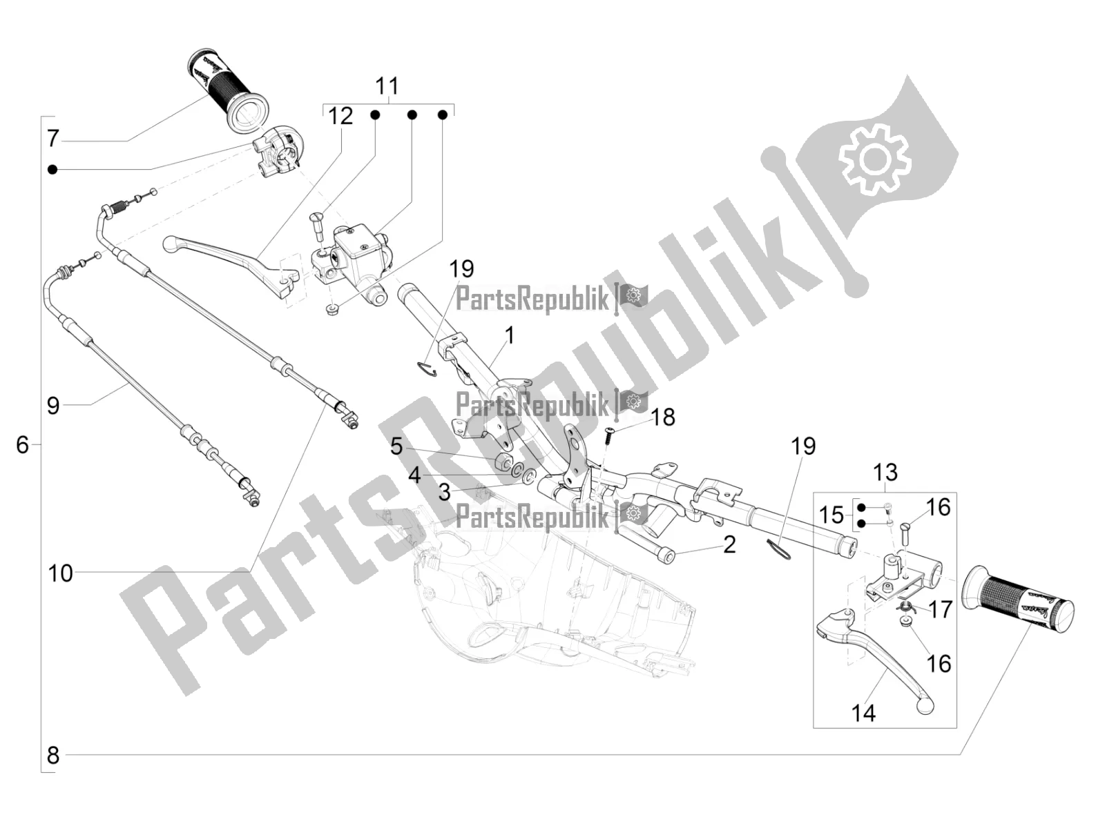 Todas las partes para Manillar - Master Cil. De Vespa Primavera 125 4T 3V Iget Apac 2018