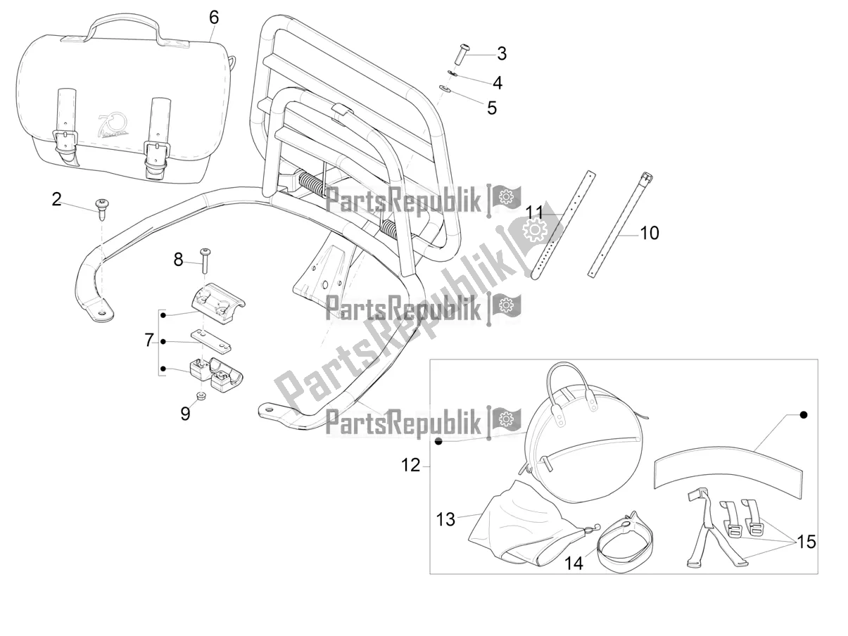 Wszystkie części do Tylny Baga? Nik Vespa Primavera 125 4T 3V Iget Apac 2018