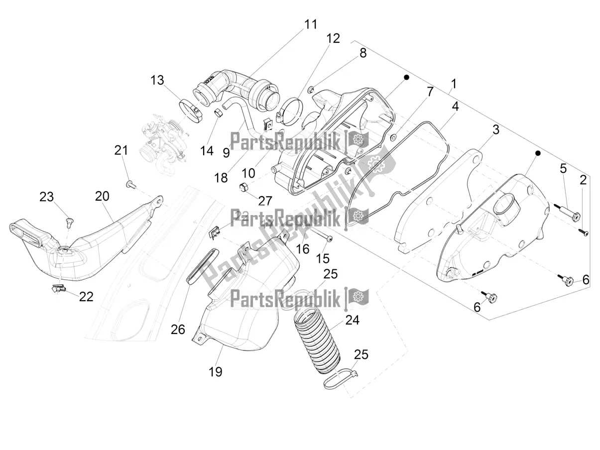 Toutes les pièces pour le Filtre à Air du Vespa Primavera 125 4T 3V Iget Apac 2019