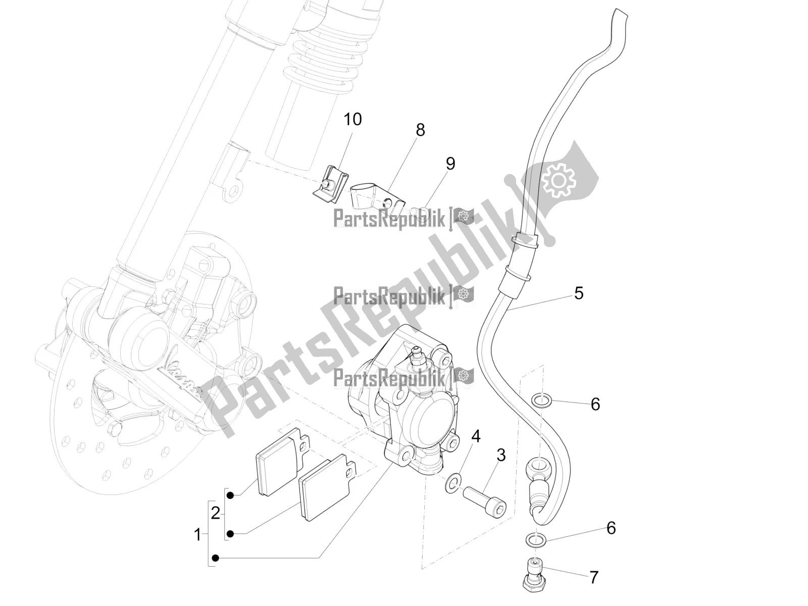 Toutes les pièces pour le Tuyaux De Freins - étriers du Vespa Primavera 125 4T 3V Iget Apac 2019