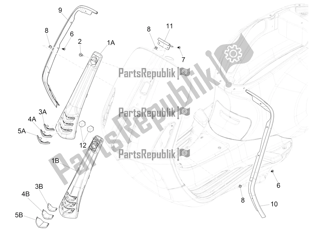 Toutes les pièces pour le Bouclier Avant du Vespa Primavera 125 4T 3V Iget Apac 2019