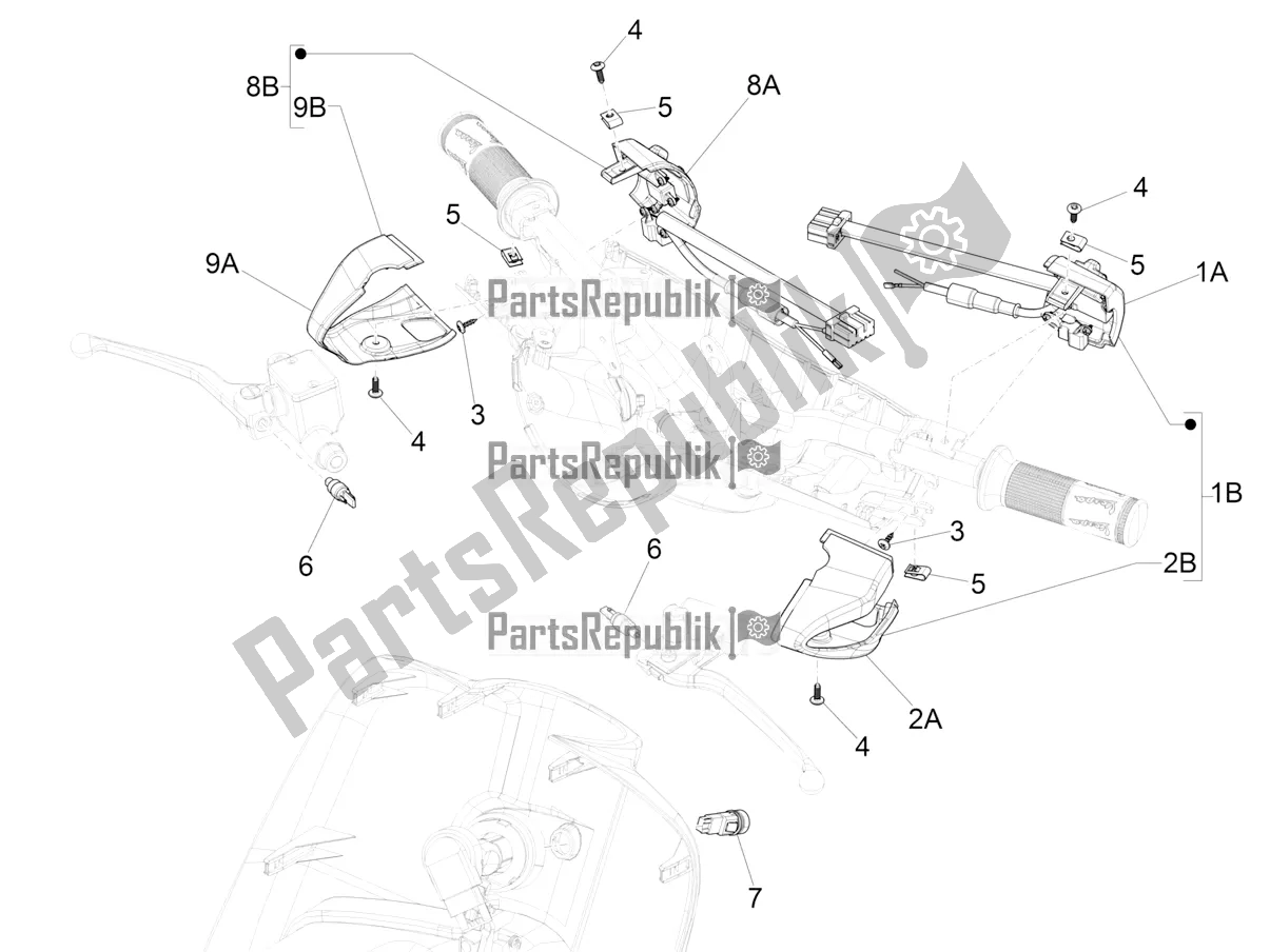 Todas las partes para Selectores - Interruptores - Botones de Vespa Primavera 125 4T 3V Iget Apac 2019