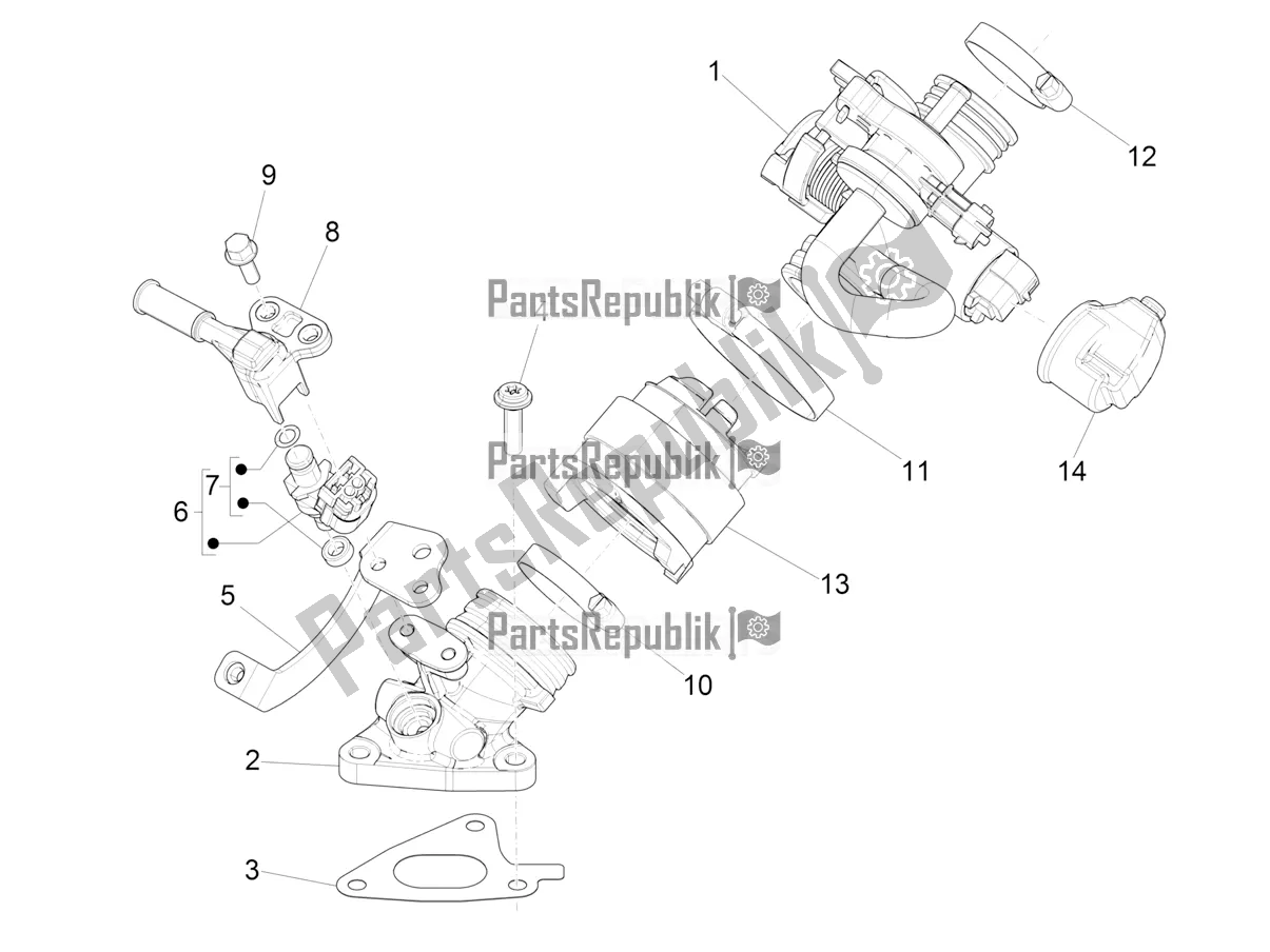 All parts for the Throttle Body - Injector - Induction Joint of the Vespa Primavera 125 4T 3V Iget Apac 2019
