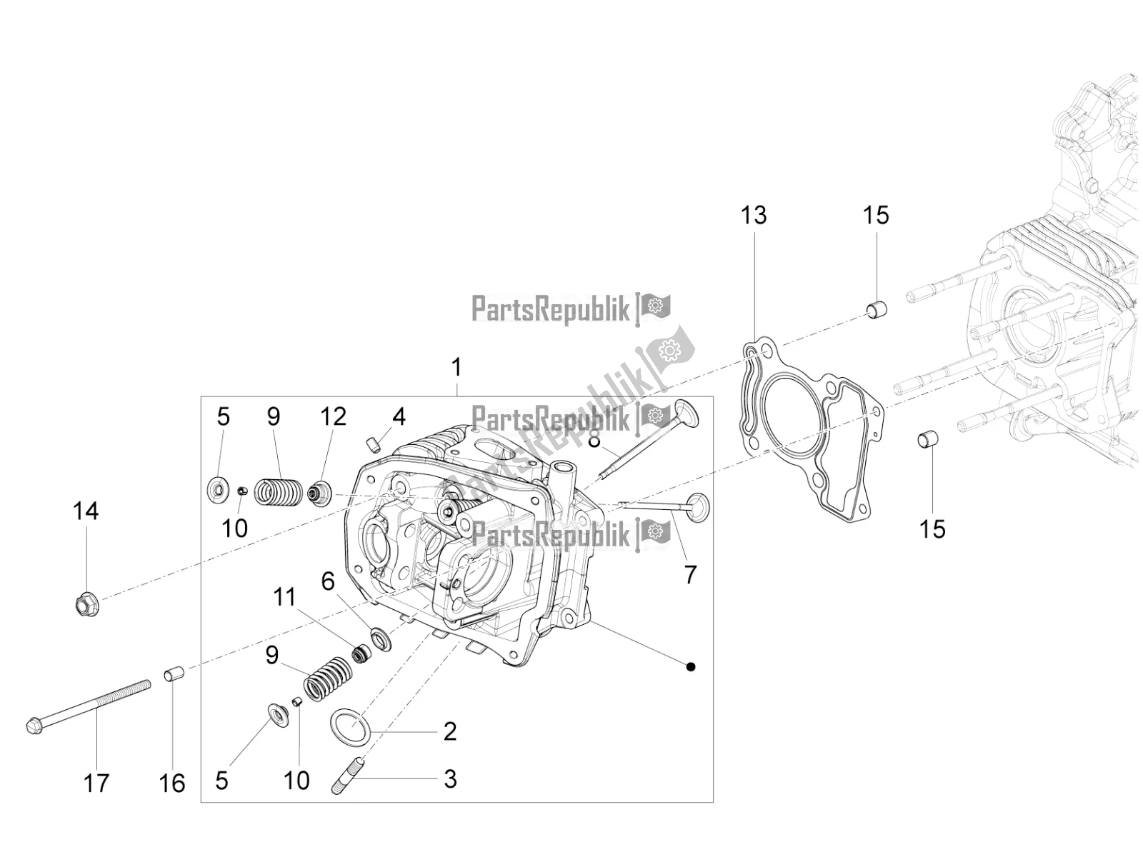 Toutes les pièces pour le Cylinder Head Unit - Valve du Vespa Primavera 125 4T 3V Iget Apac 2020