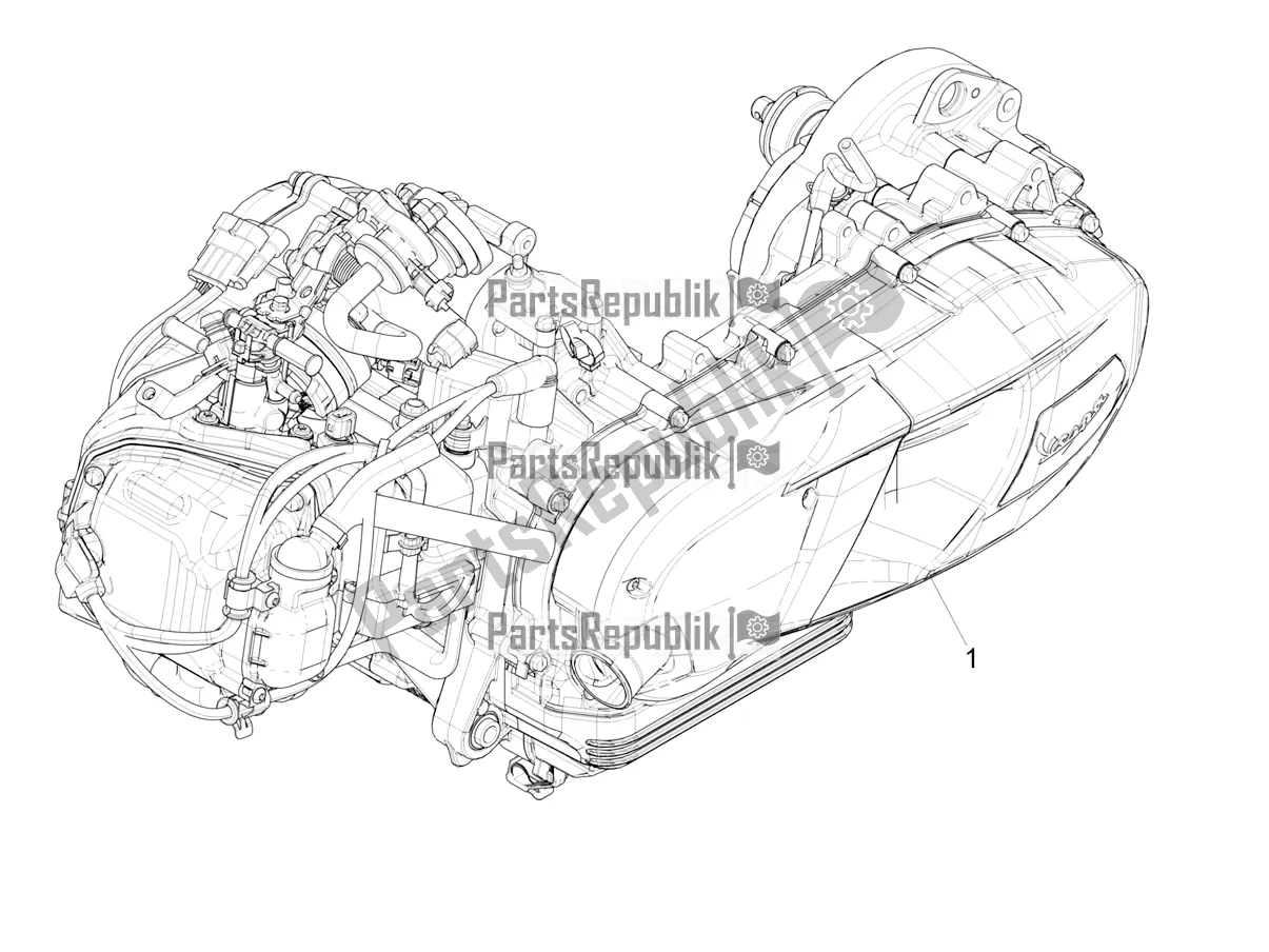 All parts for the Engine, Assembly of the Vespa Primavera 125 4T 3V Iget Apac 2020