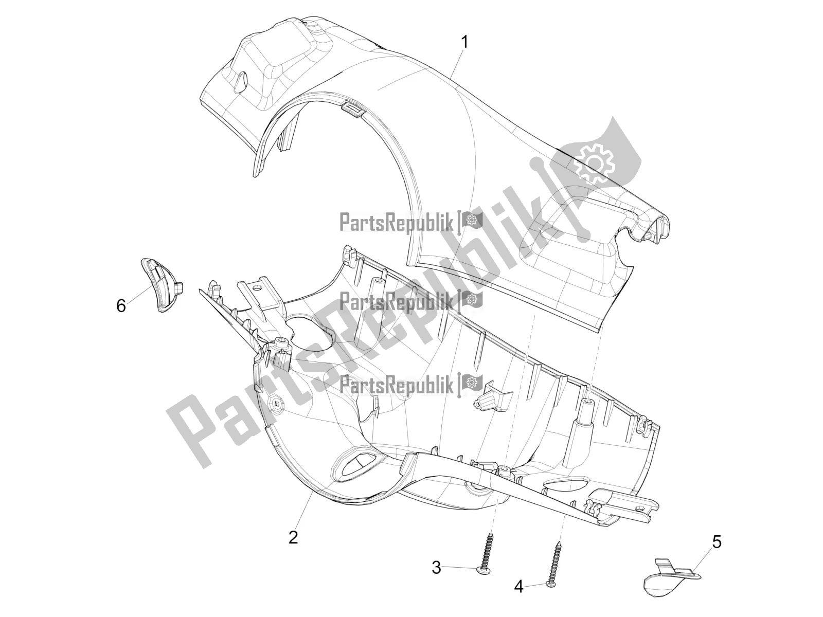 All parts for the Handlebars Coverages of the Vespa Primavera 125 4T 3V Iget Apac 2020