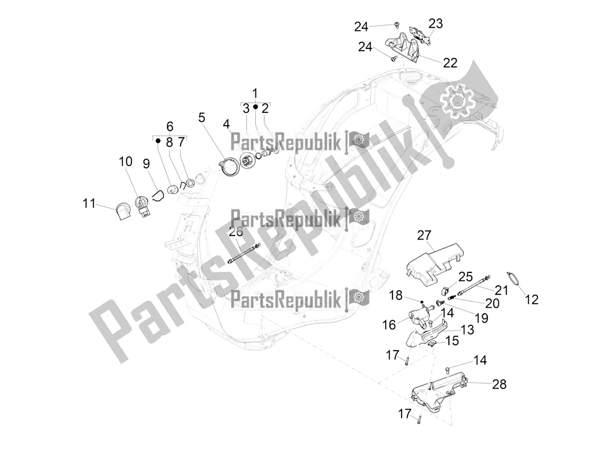All parts for the Locks of the Vespa Primavera 125 4T 3V Iget Apac 2020