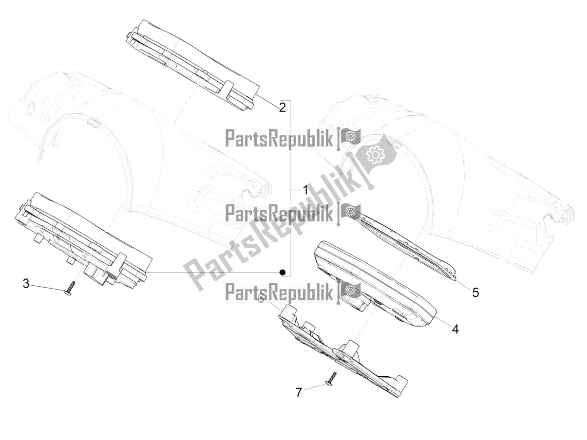 Tutte le parti per il Combinazione Metro - Cruscotto del Vespa Primavera 125 4T 3V Iget Apac 2020