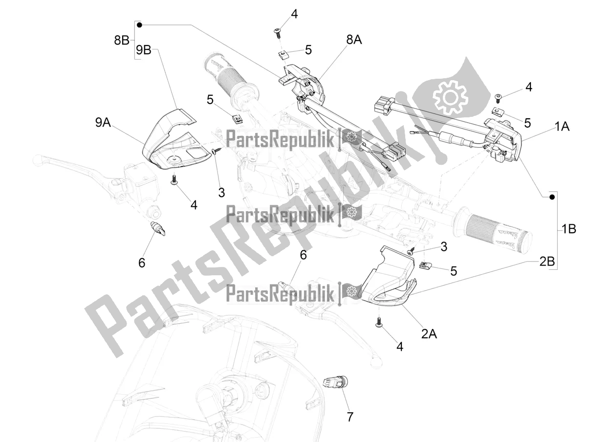 Toutes les pièces pour le Sélecteurs - Interrupteurs - Boutons du Vespa Primavera 125 4T 3V Iget Apac 2020