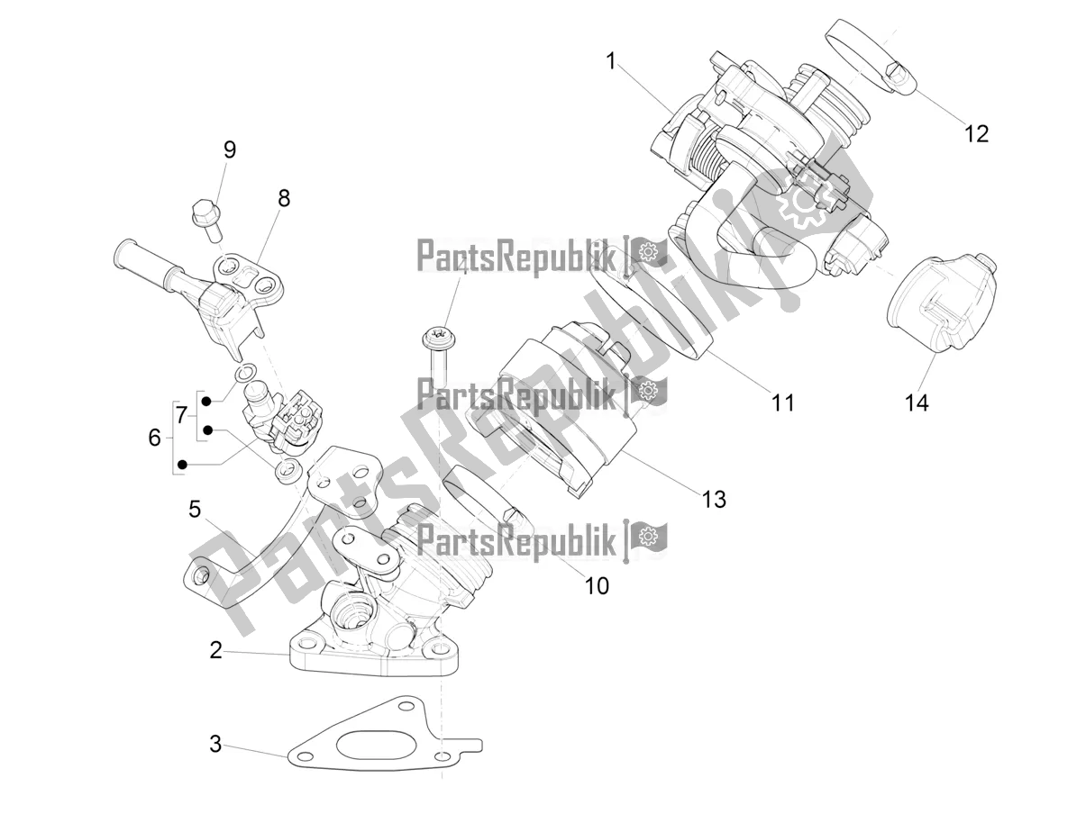 Tutte le parti per il Throttle Body - Injector - Induction Joint del Vespa Primavera 125 4T 3V Iget Apac 2020