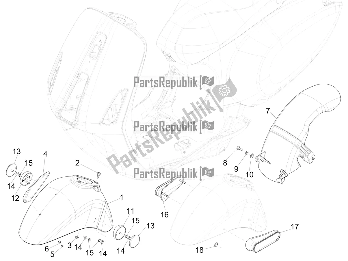 Toutes les pièces pour le Logement De Roue - Garde-boue du Vespa Primavera 125 4T 3V Iget Apac 2020