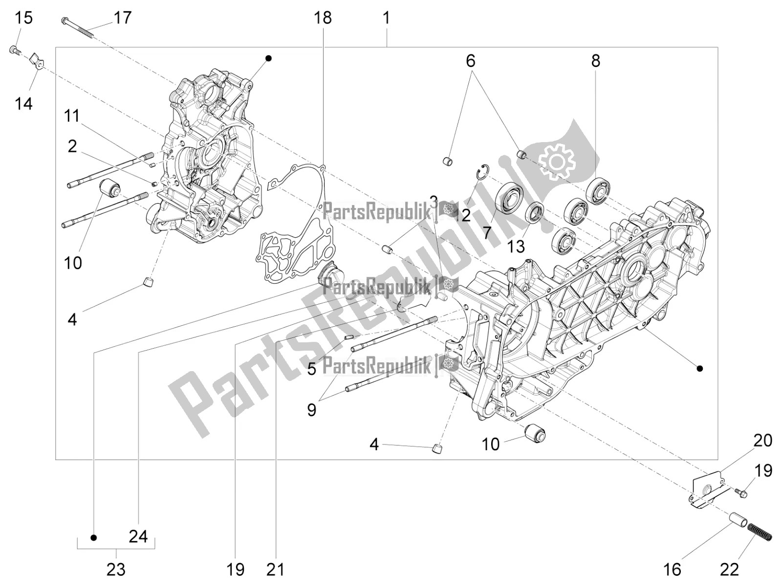 Todas las partes para Caja Del Cigüeñal de Vespa Primavera 125 4T 3V Iget Apac 2021