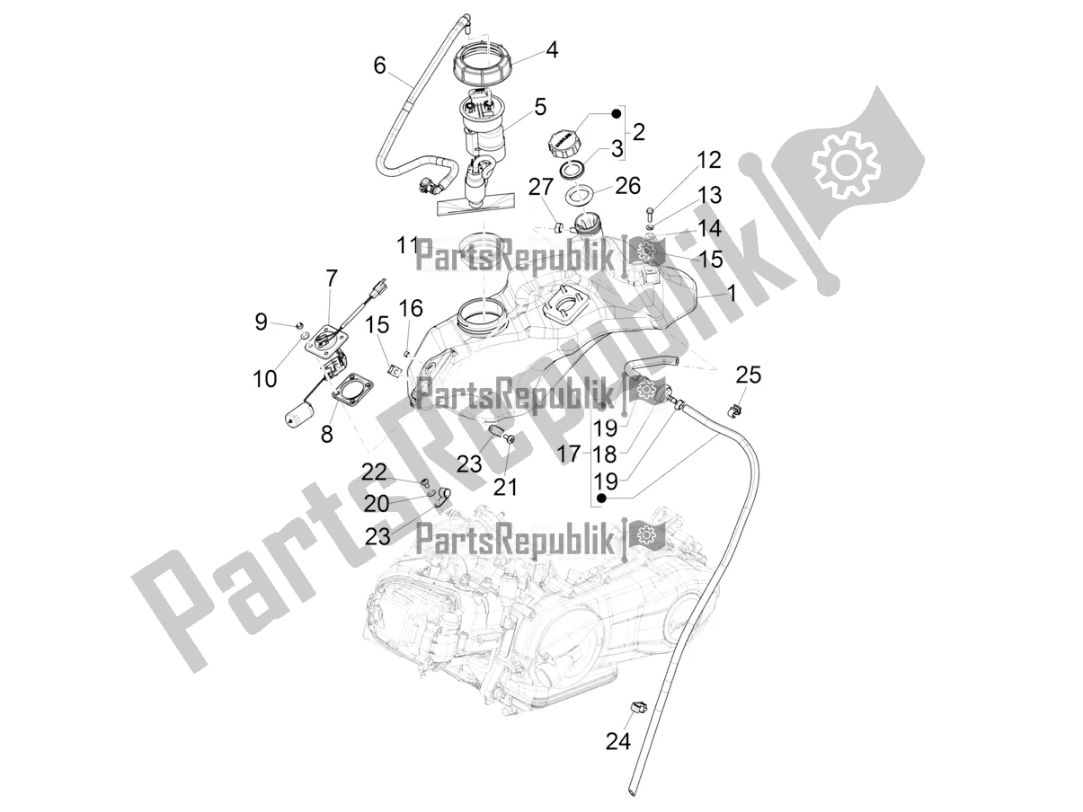 Todas as partes de Tanque De Combustível do Vespa Primavera 125 4T 3V Iget Apac 2021