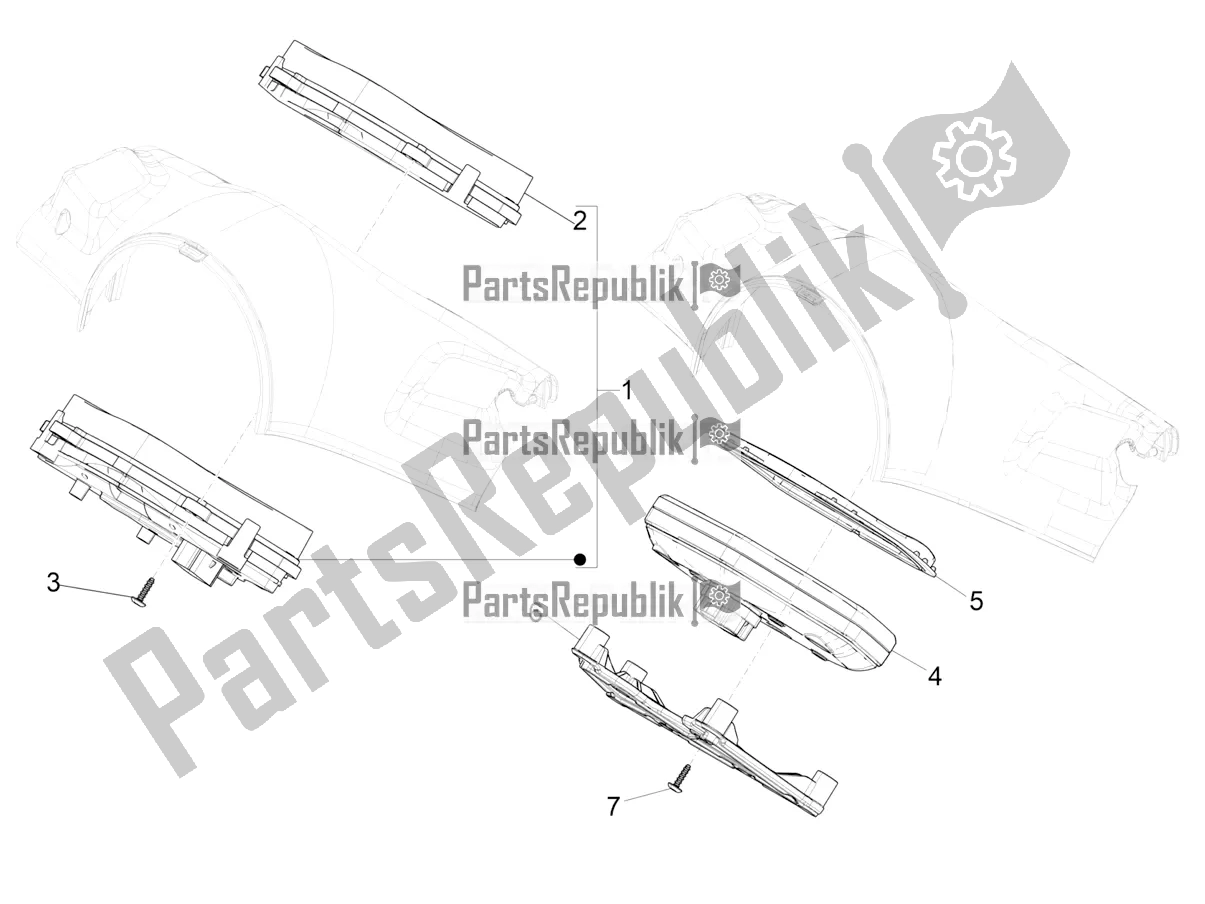 Tutte le parti per il Combinazione Metro - Cruscotto del Vespa Primavera 125 4T 3V Iget Apac 2021