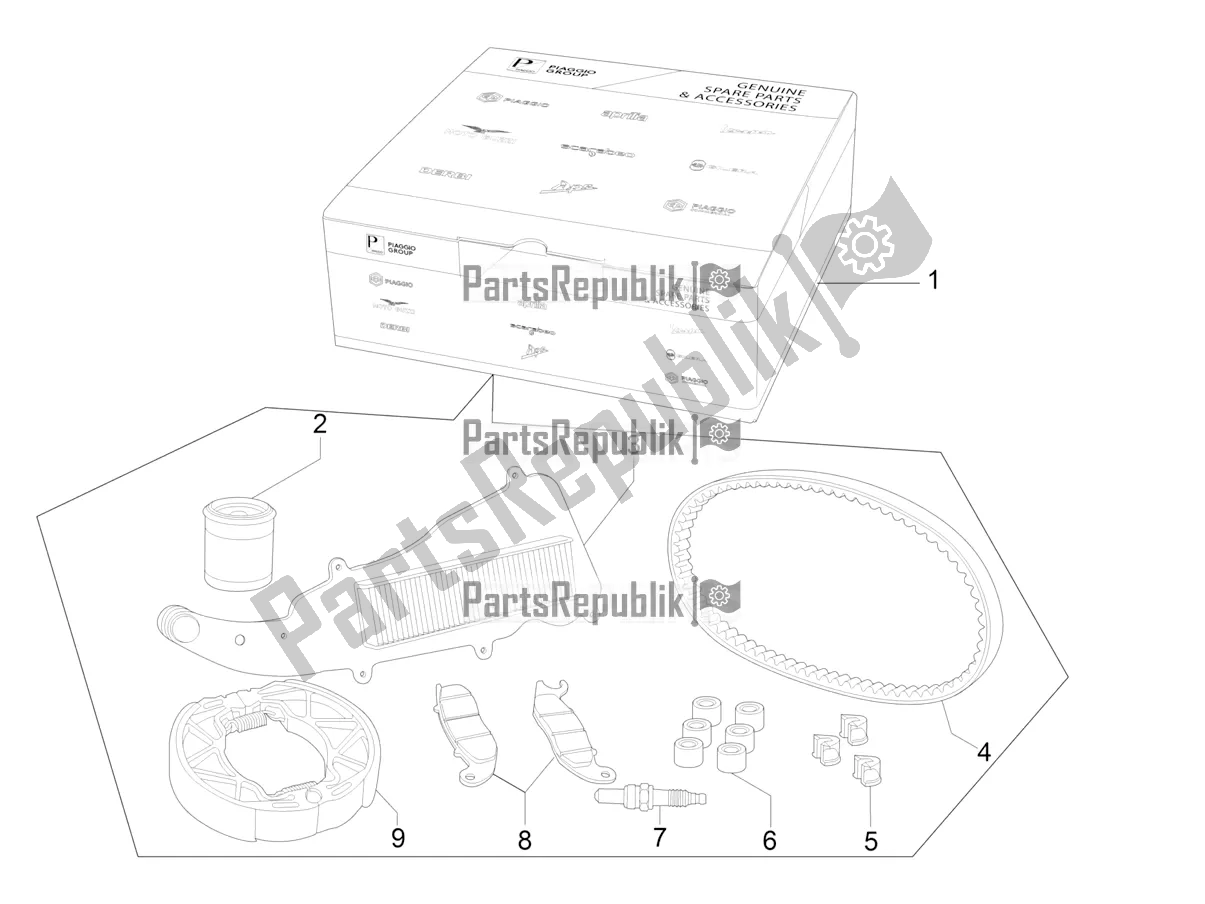 Tutte le parti per il Complete Wear And Maintenance Kit del Vespa Primavera 125 4T 3V Iget Apac 2022