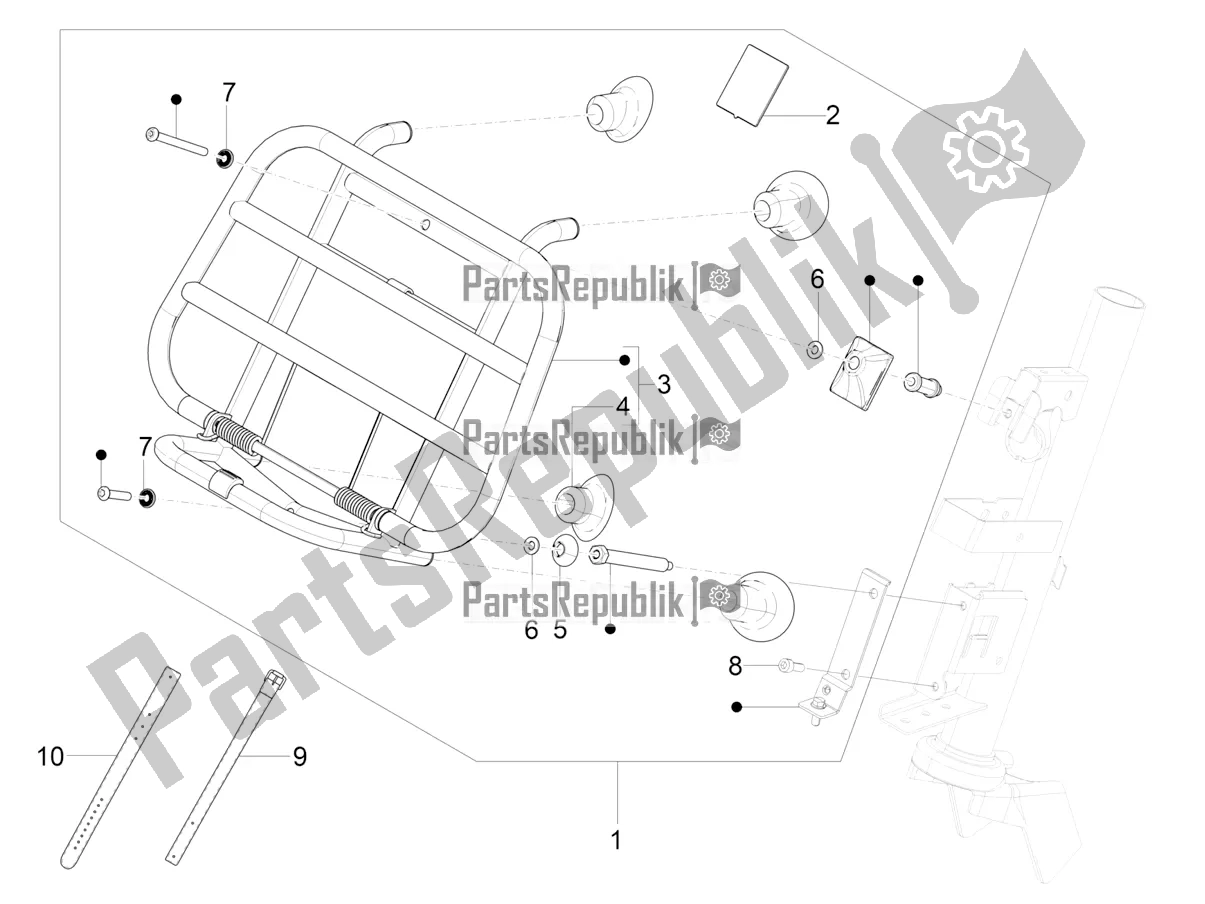 All parts for the Front Luggage Rack of the Vespa Primavera 125 4T 3V Iget Apac 2022