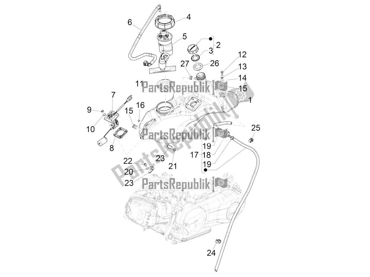 Tutte le parti per il Serbatoio Di Carburante del Vespa Primavera 125 4T 3V Iget Apac 2022