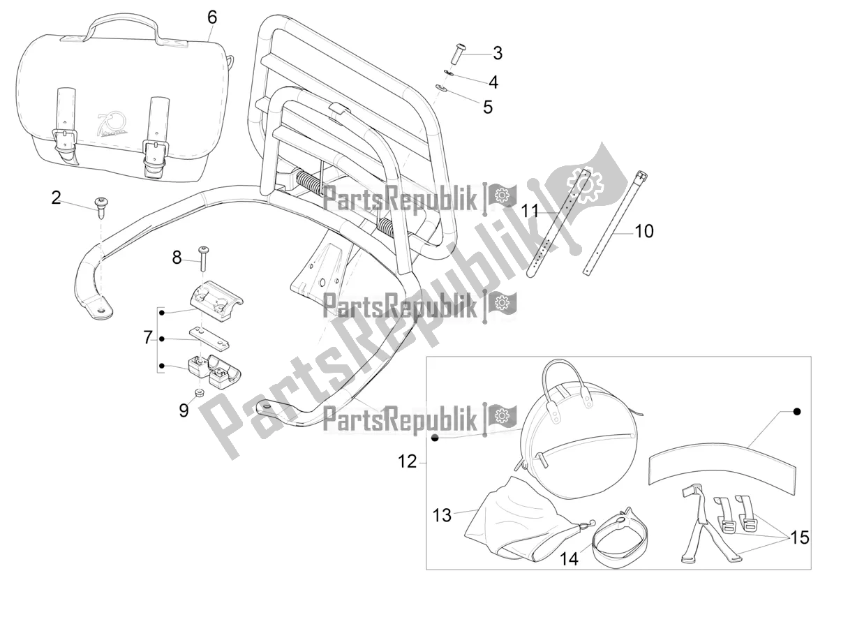 Toutes les pièces pour le Porte-bagages Arrière du Vespa Primavera 125 4T 3V Iget Apac 2022