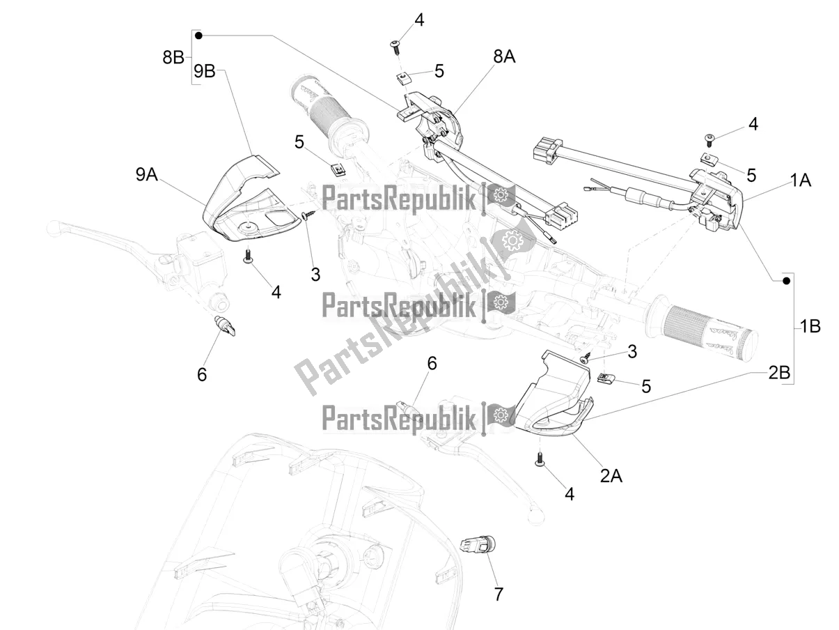 Toutes les pièces pour le Sélecteurs - Interrupteurs - Boutons du Vespa Primavera 125 4T 3V Iget Apac 2022