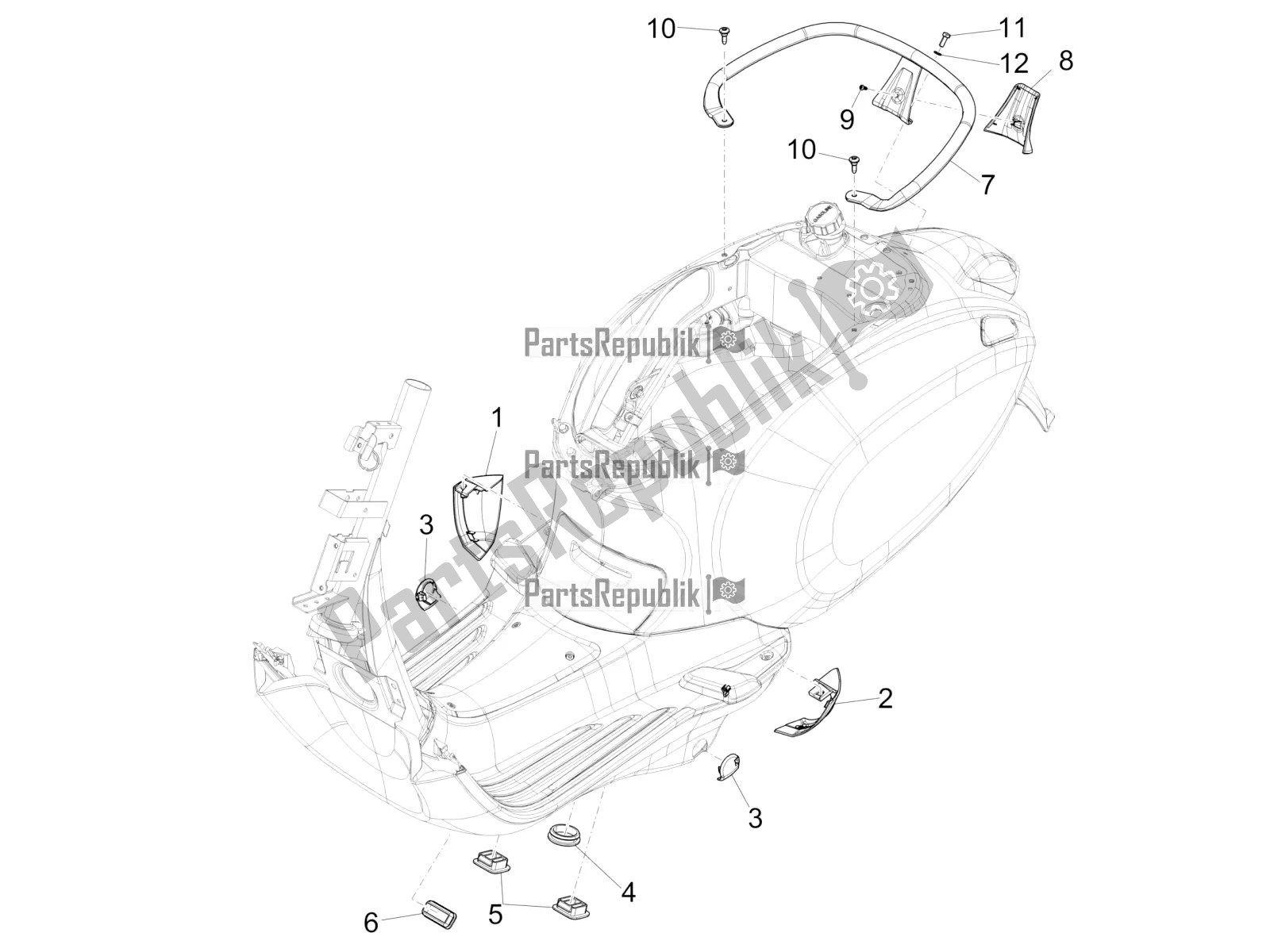 Toutes les pièces pour le Couvercle Latéral - Spoiler du Vespa Primavera 125 4T 3V Iget Apac 2022