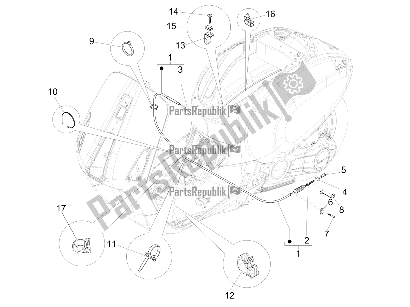 All parts for the Transmissions of the Vespa Primavera 125 IE 2016