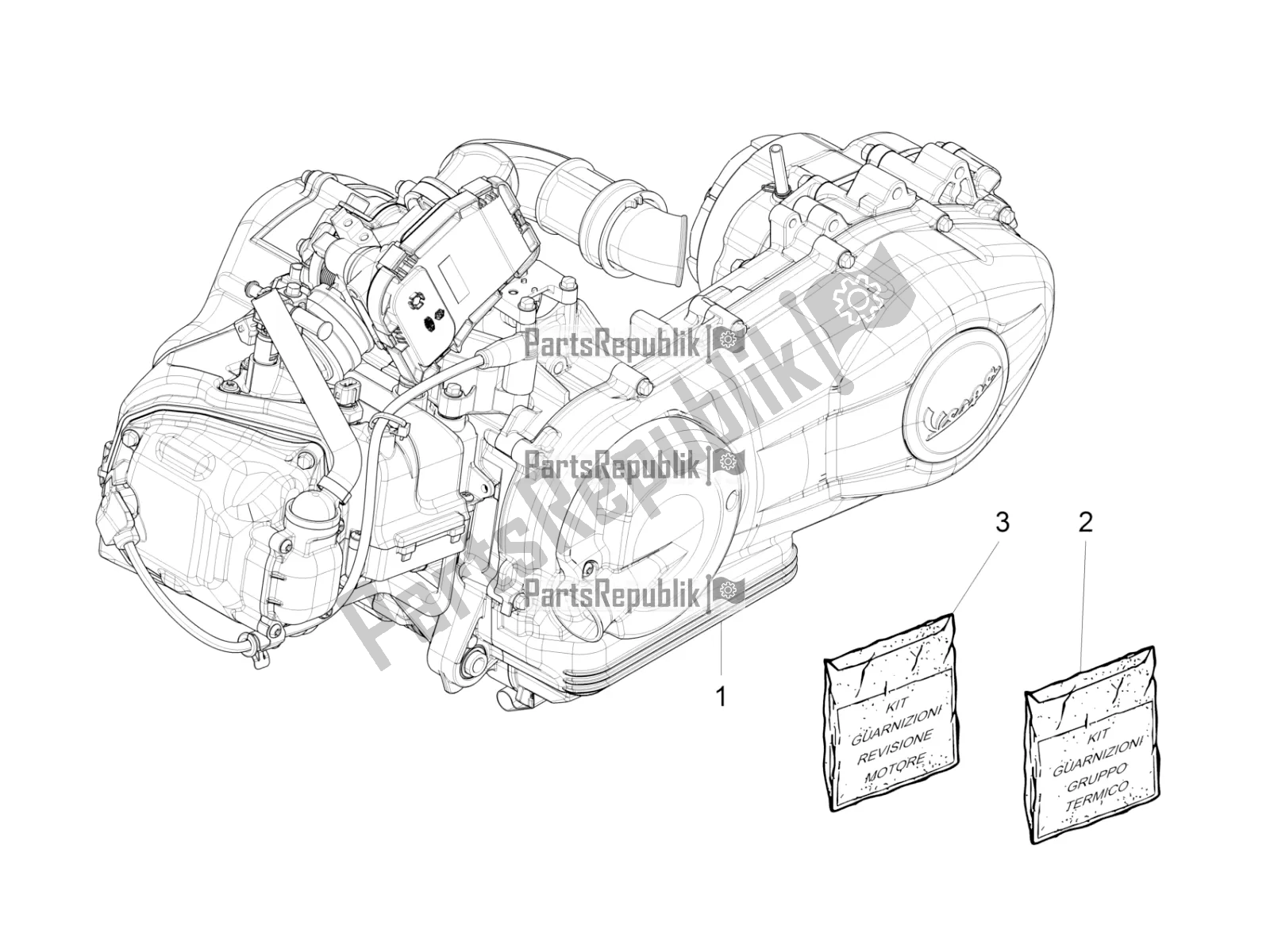 Todas las partes para Ensamblaje Del Motor de Vespa Primavera 125 IE 2017