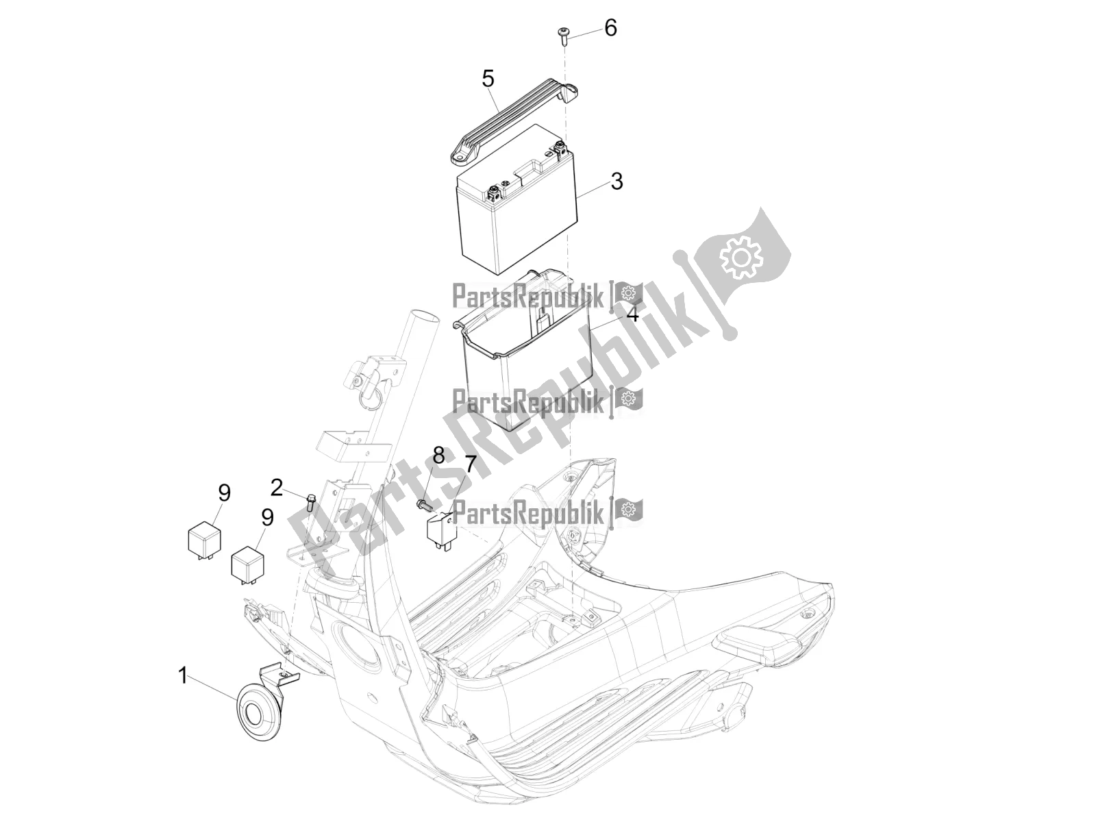All parts for the Remote Control Switches - Battery - Horn of the Vespa Primavera 125 IE 2017