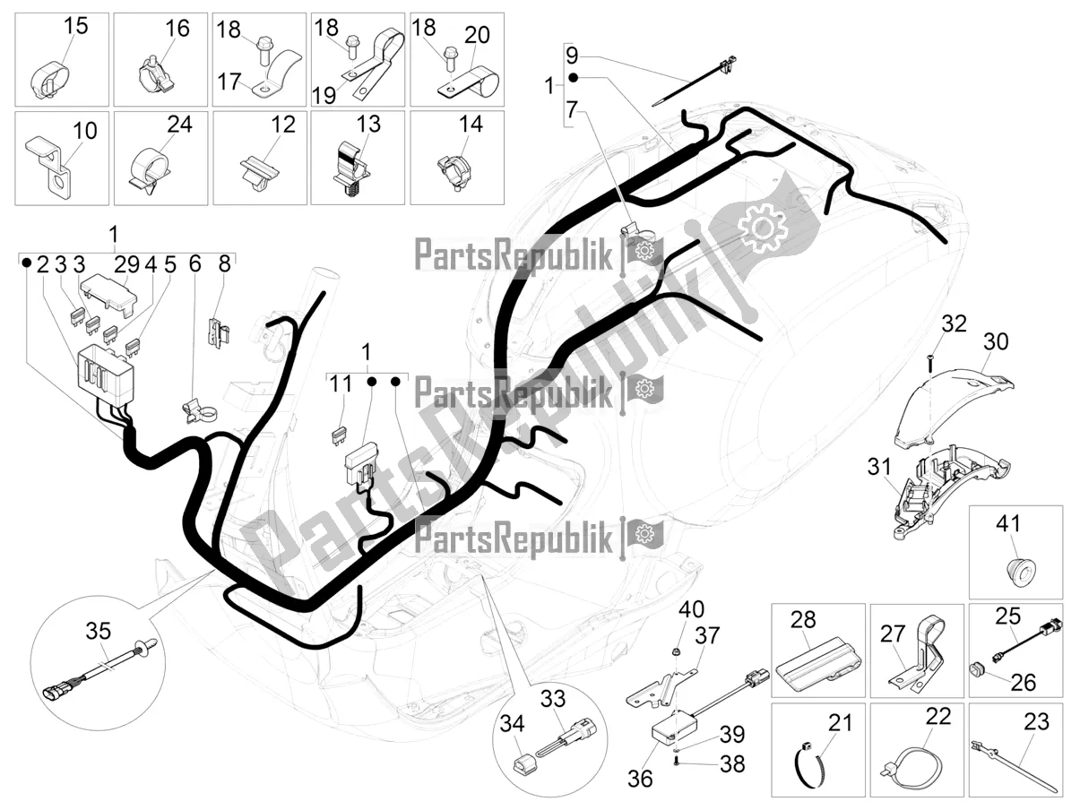 Toutes les pièces pour le Faisceau De Câbles Principal du Vespa Primavera 125 Iget 2016