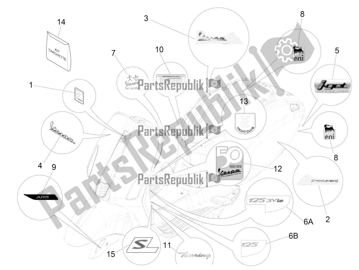 Todas las partes para Placas - Emblemas de Vespa Primavera 125 Iget 2016