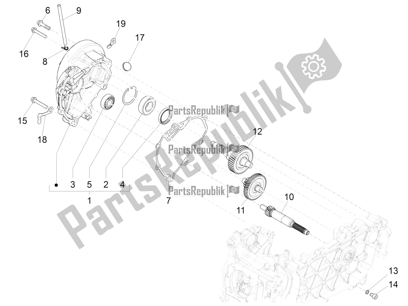 Toutes les pièces pour le Unité De Réduction du Vespa Primavera 125 Iget 2016