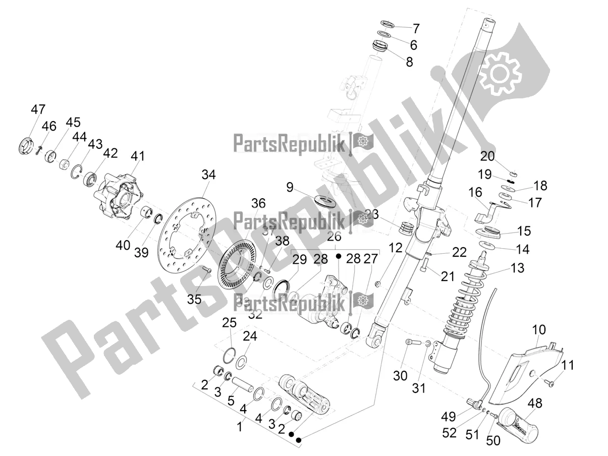 Toutes les pièces pour le Fourche / Tube De Direction - Palier De Direction du Vespa Primavera 125 Iget 2017