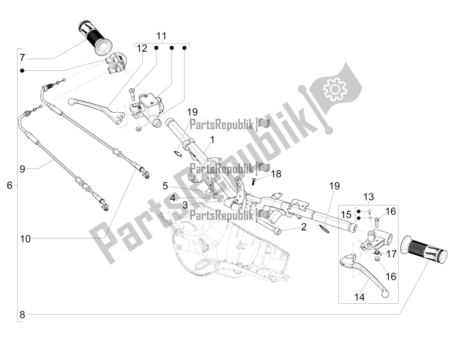 Toutes les pièces pour le Guidon - Master Cil. Du Vespa Primavera 125 Iget 2017