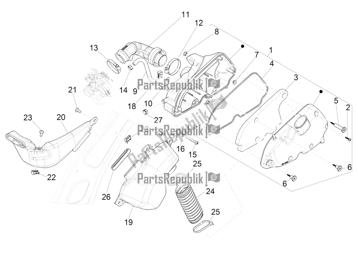 Todas las partes para Filtro De Aire de Vespa Primavera 125 Iget 2018