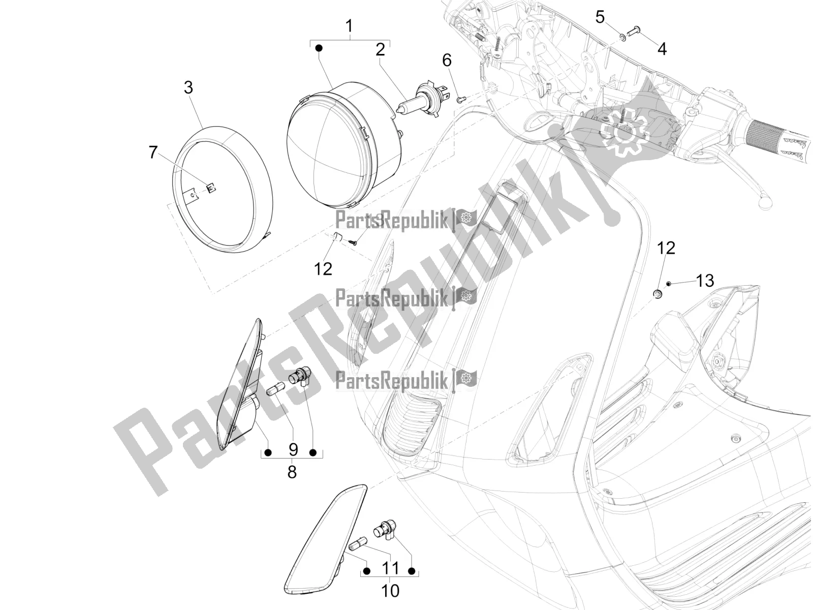 Todas las partes para Faros Delanteros - Luces Intermitentes de Vespa Primavera 125 Iget 2018