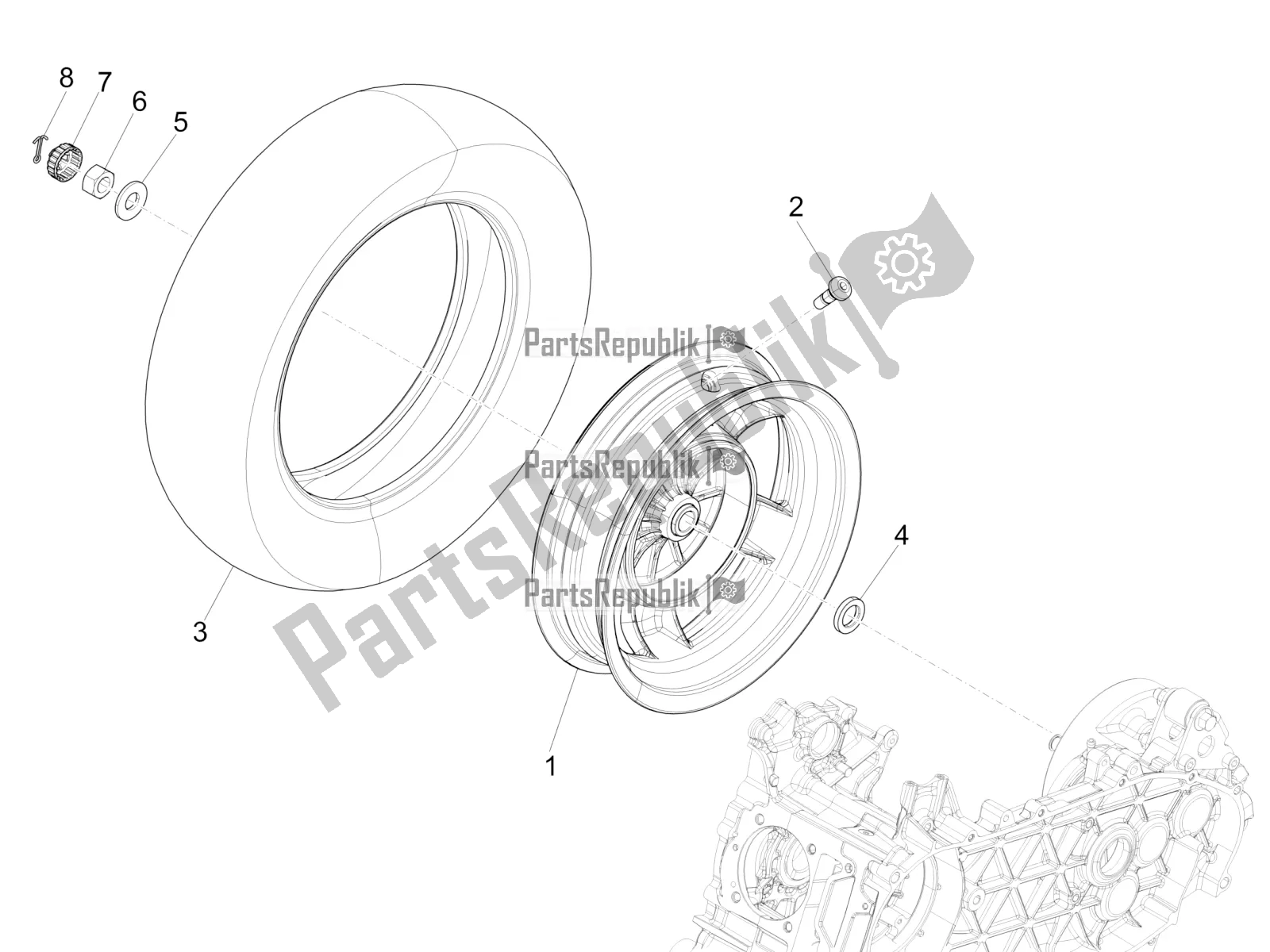 Todas las partes para Rueda Trasera de Vespa Primavera 125 Iget 2018