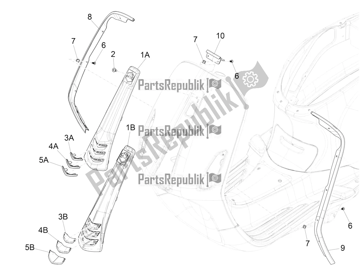 All parts for the Front Shield of the Vespa Primavera 125 Iget 2019