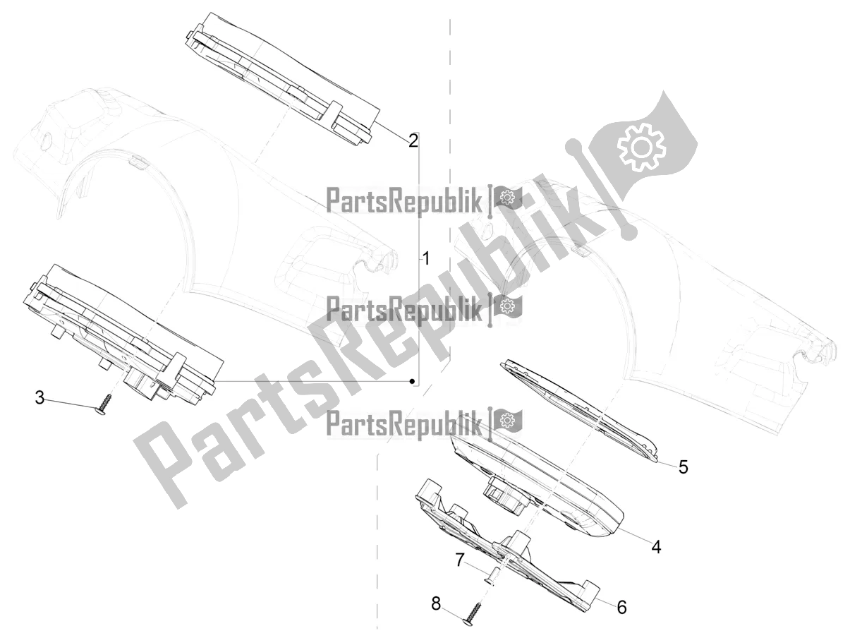 All parts for the Meter Combination - Cruscotto of the Vespa Primavera 125 Iget 2019