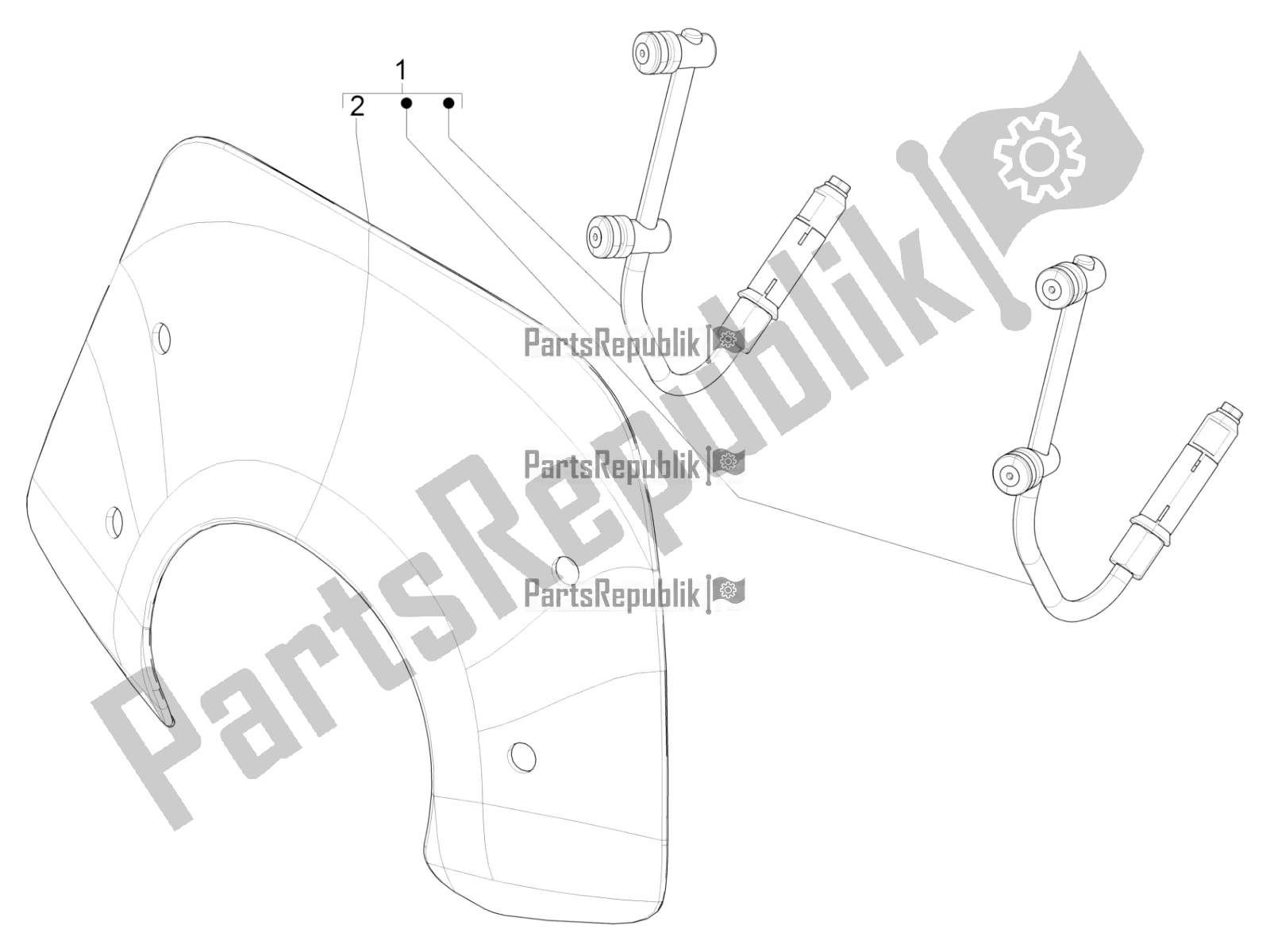 All parts for the Windshield - Glass of the Vespa Primavera 125 Iget 2019